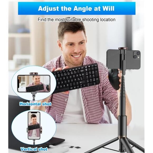 67 Inch Phone Tripod Stand with Remote Selfie Stick for iPhone Android Camera - Picture 6 of 7
